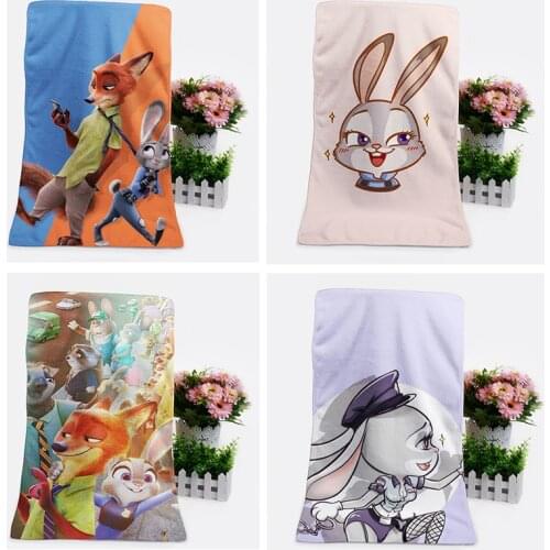 Disney Zootopia Anime Figures Cartoon Product Cosplay Accessories Customized Bath Towel Washcloth Gift