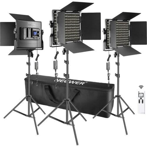 Neewer 3 Packs Advanced 2.4G 660 LED Video Light Photography Lighting Kit, Dimmable LED Panel for Portrait Product Photography
