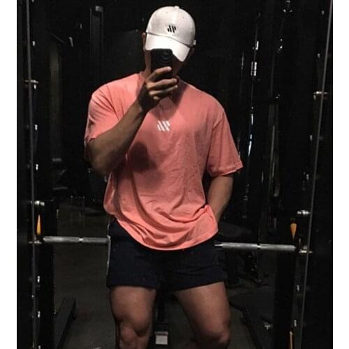 2021 New streetwear mens clothing loose casual cotton Gyms fitness sportswear jogger bodybuilding fashion short-sleeved T-shirt