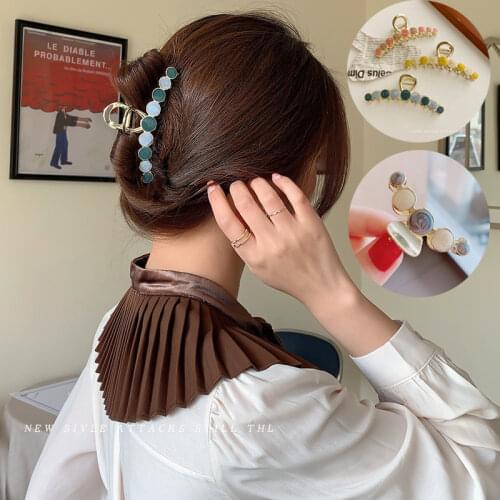 New Quicksand Glazed MetalHair Claws Pearl Claw Clips For Woman Barrette Crab Shark clip Ladies Fashion Hair Accessories