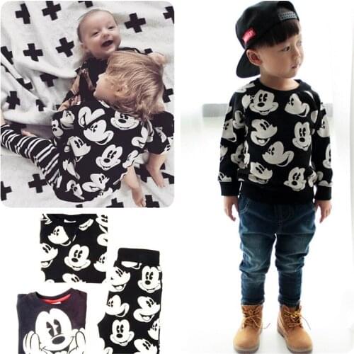 Baby Boys Girls Clothes 2020 Spring Autumn Cartoon Leisure Long Sleeved T-shirts + Pants Newborn Girls Boys Clothes Kids 1-4