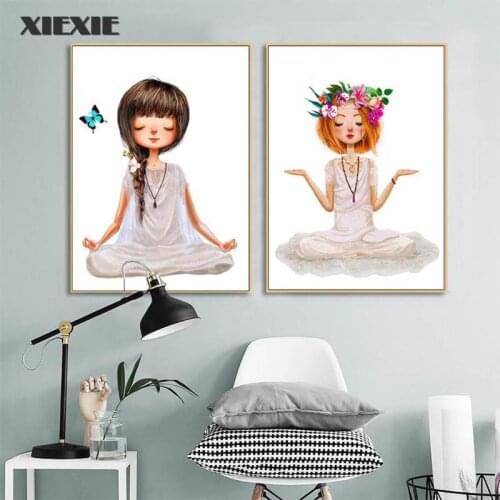 Lovely Yoga Girl Poster Canvas Paintings Wall Art Printings On Canvas Pictures for Living Room Girls Room Home Decorations