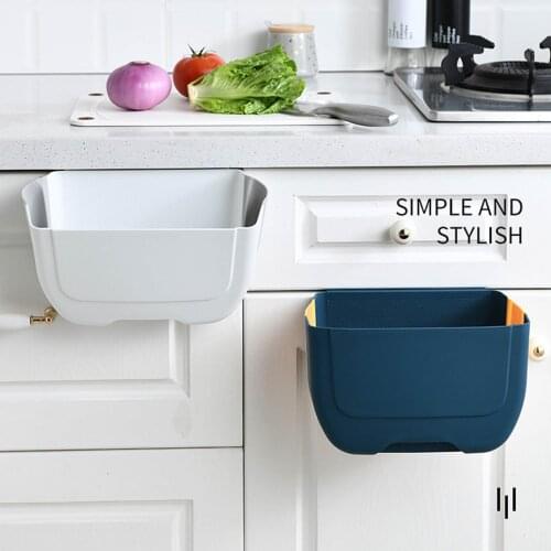 Plastic Basket Hanging Trash Can Waste Bin Garbage Can Storage Box Trash Storage Desktop Kitchen Holder Cabinet Door
