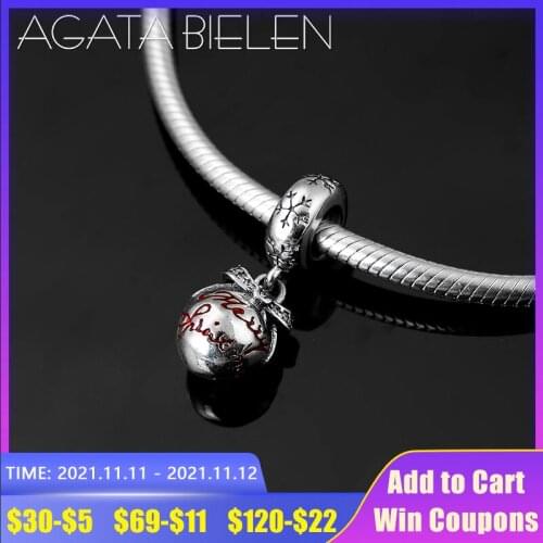 925 Sterling Silver Pendant fashion Merry Christmas round shape Heart Beads Fit Original Pandora Charm Bracelet Jewelry making