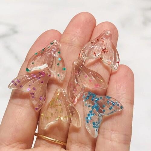 20pcs shiny mermaid tail flatback Resin Cabochons charms fashion Jewelry necklace pendant keychain charms for DIY decoration