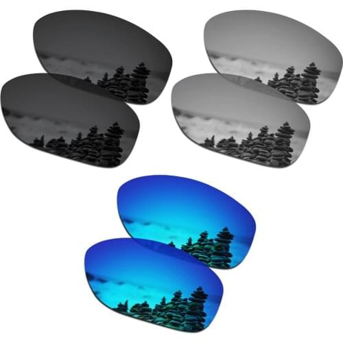 SmartVLT 3 Pairs Polarized Sunglasses Replacement Lenses for Oakley Shes Unstoppable Black and Silver Titanium and Ice Blue