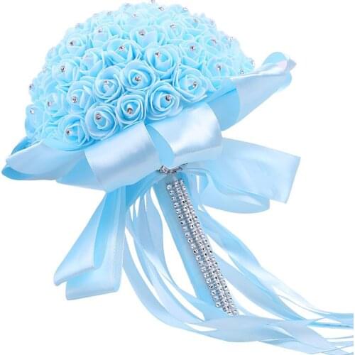 Bride wedding bouquet Korean PE foam hand bouquet artificial flower white rose bouquet multicolor trumpet