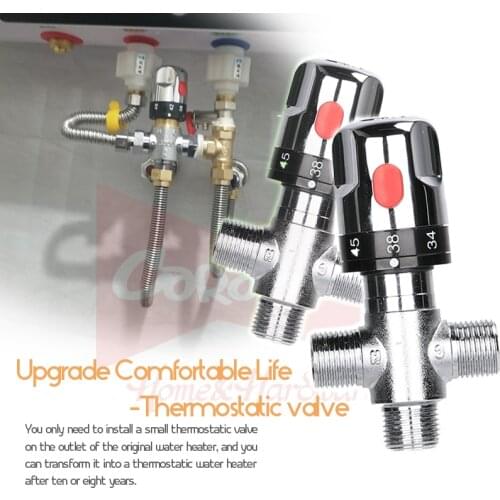 Brass Thermostatic Mixing Valve Bathroom Faucet Temperature Mixer Control Thermostatic Valve Home Improvement Silver Plating