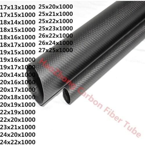 3k Carbon Fiber Tube OD17mm 18mm 19mm 20mm 21mm 22mm 23mm 24mm 25mm 26mm 27mm 28mm Roll Wrapped Pipe L1000mm Factory Direct Sale