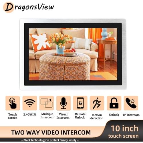 DragonsView 10 Inch Wifi Video Intercom Wireless Indoor Monitor for Video Door Phone with Motion Detection Home Intercom System