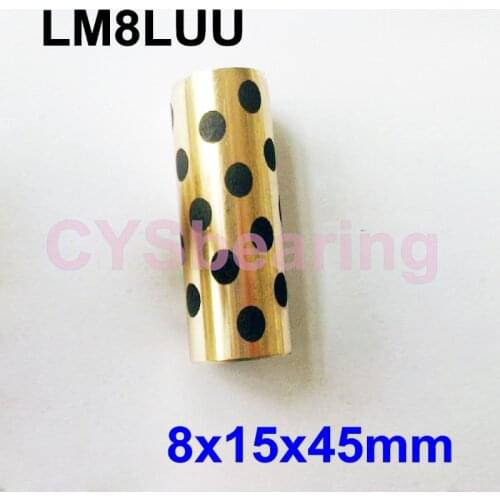 1pc bush 8x15x45 mm linear graphite copper set copper bushing oil self-lubricating bearing JDB for shaft 8mm LM8LUU LM8L