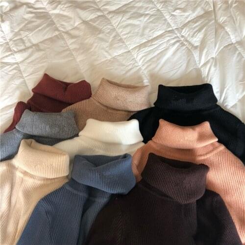 Ladies Knitting Sweaters Tops Korean Slim Womans Turtleneck Pullover Knitted Sweater Jumper Soft Warm Pull Femme Autumn Winter