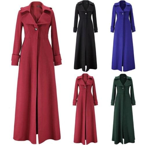 Womens Lapel Long Jacket Trench Coat One Button Formal Party Overcoat Outwear