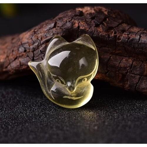 Newly Natural Yellow Citrine Quartz Crystal Women Pendant 26x14x12mm Gemstone Fox Carved Wealthy Stone Bead Necklace AAAAA