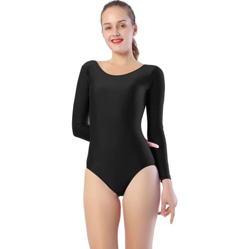 AOYLISEY Women Long Sleeve Spring Skinny Bodysuit bodycon Soop Neck leotards for Womens Playsuit Rompers Ballet Dance Jumpsuits