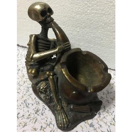 007049 Chinese Antique Style Lucky Bronze statue ashtray skull Sculpture