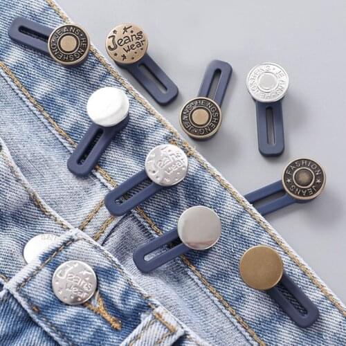 1/5Pcs Free Sewing Buttons Adjustable Retractable Disassembly Jeans Waist Button Metal Extended Buckles Pant Waistband Expander