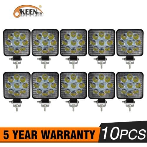 OKEEN 10pcs 27W 12V LED Work Light Bar offroad led 4x4 car trucks spot beam headlight led working lights auto fog driving lamp