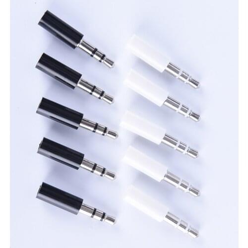 10pcs/lot 3.5mm Stereo Headset Plug With Tail 3 Pole 3.5mm Audio Plug Jack Adaptor Connector For Iphone White And Black