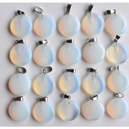 2020 Hot sell Opal stone round shape charms pendants For jewelry making 50pcs/lot Wholesale free shipping