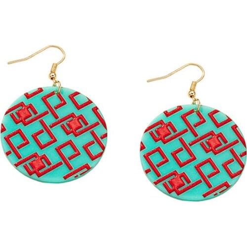 2021 Ins Gold Metal Acrylic Blue Round Irregular Pattern Minimalism Piercing Earrings Trendy Women Party Jewelry