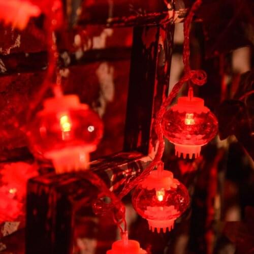 2021 New Years red lantern string LED light with hanging decoration tree luminous indoor Mini scene decoration