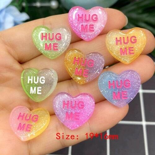 30pcs Cute resin Colorful heart hug me Be Mine flatback Cabochon Scrapbook Kawaii DIY Embellishments Jewelry Accessories