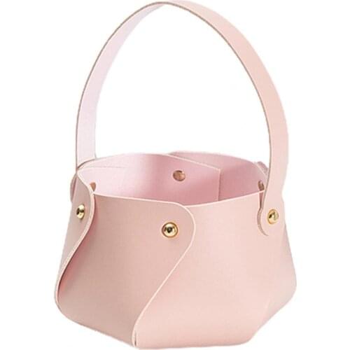 60% Hot Sale Flower Basket Waterproof Multifunctional Exquisite Faux Leather Portable Flower Bag for Daily Life Storage Basket