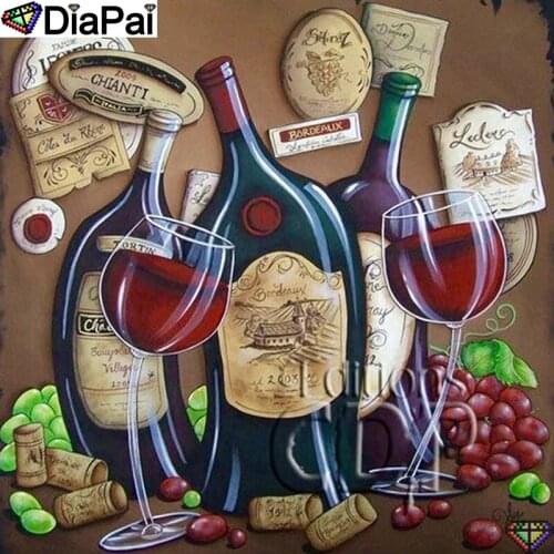 DiaPai 5D DIY Diamond Painting 100% Full Square/Round Drill "Red wine glass" Diamond Embroidery Cross Stitch 3D Decor A23159