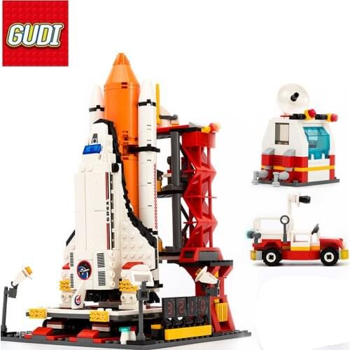 Gudi Aviation Series Space Rocket Station Launch Center Model Building Block Construction Spaceship Brick Boy Toys For Kids Gift