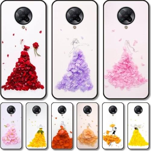 Beautiful girl flowers Phone Case For xiaomi Poco M2 M3 C3 X3 F2 F3 Lite NFC Pro Anime Black Cover Silicone Back Pretty tpu