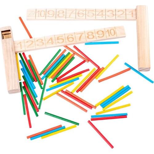 Wooden Math Addition Subtraction Slide Ruler Counting Sticks Kids Education Toy