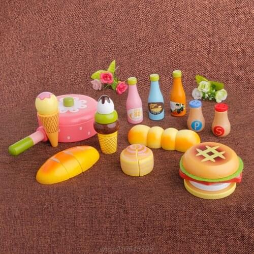 Kids Pretend Role Play Kitchen Fruit Food Wooden Toy Cutting Set Child Gifts D21 20 Dropshipping