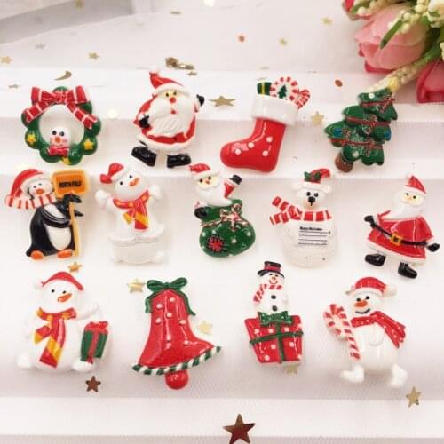 DIY 20pcs Resin Colorful Christmas Combination Flat Back Cabochon Stone Miniature Christmas Ornament Scrapbook Figurines G12