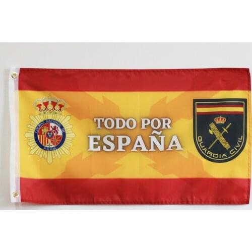 Spain Flag Burgundy Cross of San Andres Spanish Tercios Spanish Army Police with the Spain National Police Corps