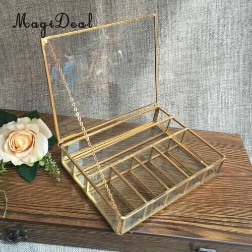 Geometric Glass Grids Jewelry Box Tabletop Succulent Plants Container