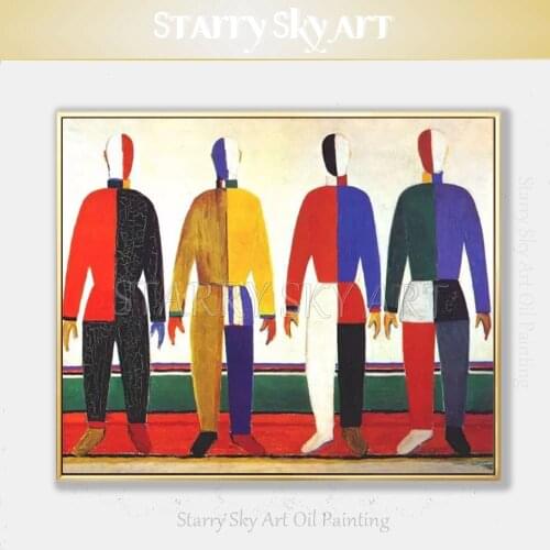 Skilled Artist Reproduce Abstract Portrait Oil Painting on Canvas Reproduction Russian Artist Abstract Sportsmen Oil Painting