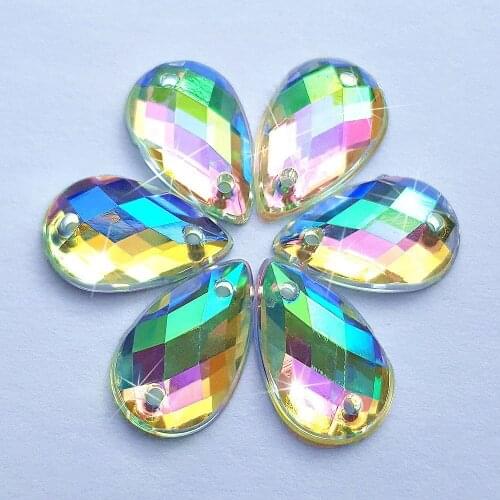 TEARDROP 8x13mm Acrylic Flatback Sew on Rhinestones Gems Stones and Crystals For Diy Clothes Dance Wedding Costumes Dress Decor