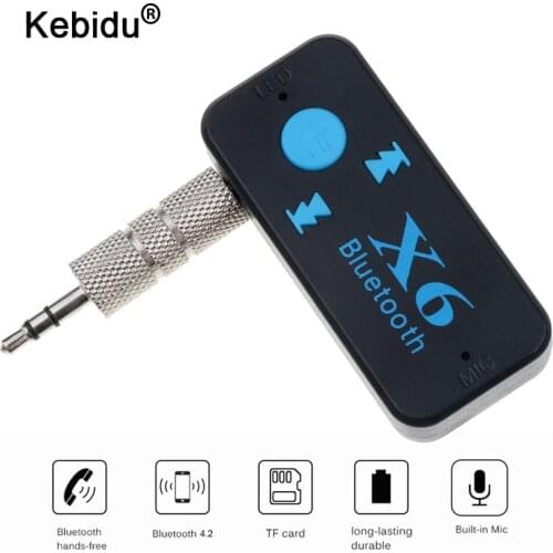 Kebidu 3 in 1 X6 USB Wireless Bluetooth Music Audio Receiver 3.5mm Jack Dongle Adapter Car Kit Audio Cable for Aux Car Phone