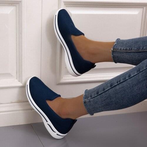 Womens Shoes 2021 Light Breathable Sneakers Women Plus Size Mesh Wedge Vulcanized Shoes Non Slip Women Loafers Zapatillas Muje