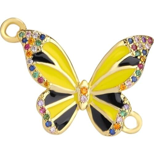 JUYA Fashion Enamel Charms Necklace Pendant Copper Metal Butterflies Jewelry Making Accessories for DIY Women Jewelry Components