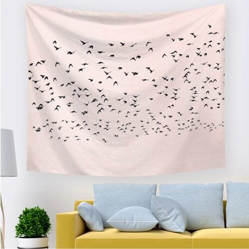 HawkaliceWall Tapestry Sunset Birds Flying Tapestry Watercolor Hippie Nature Landscape Tapestry Wall Hanging For Bedroom Decor