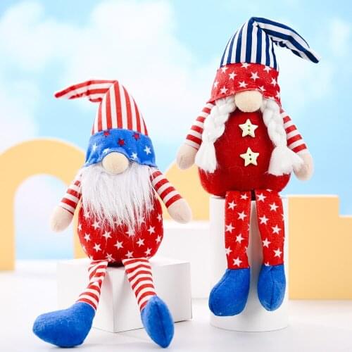 American Independence Pointed Hat Long-Legged Five-Pointed Star Dwarf Plush Doll Doll Ornaments Childrens Gift Rudolf