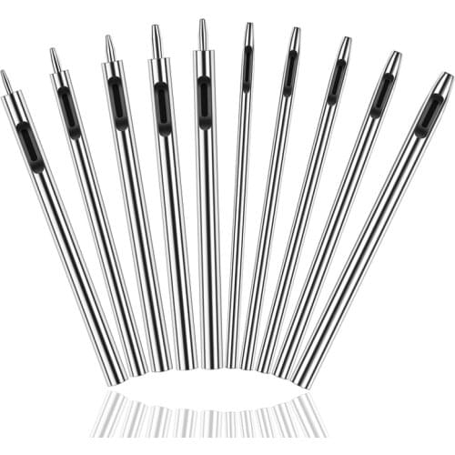 Nonvor 10Pcs Leather Tools Leather Hole Punches Spacing Punch Tool For Tool Lacing Stitching Sewing DIY Leather Craft Tools