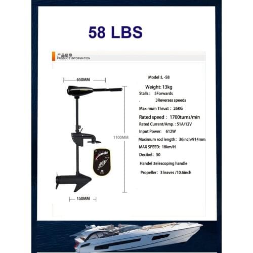 NEW 58LBS Inflatable Boat Electric Trolling Motor Fishing Marine Outboard Engine(L-58LBS)