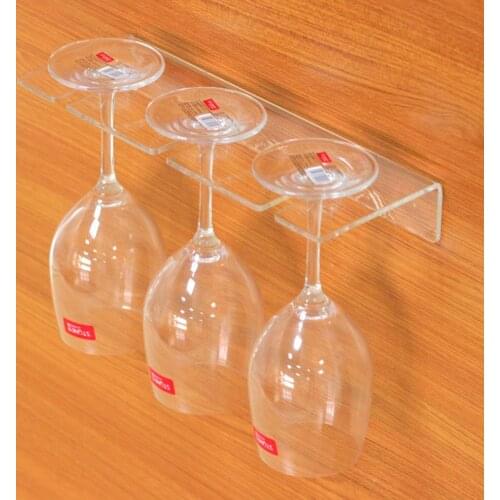 New Home Kitchen Wall Mount 3 Slot Acrylic Wine Glass Hanging Rack Cup Holder Shelf