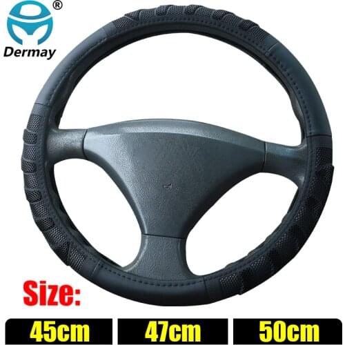 Size 45cm 47cm 50cm Black Steering Wheel Cover faux Leather Massage Design for Car SUV Bus Truck Scania Boat Steering Wheel
