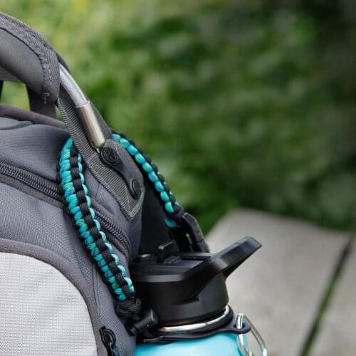Paracord Handle Strap Cord with Safety Ring Carabiner for Hydro Flask Wide Mouth Water Bottle for Hiking Camping Walking