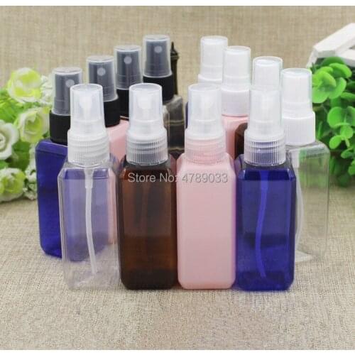 10/30/50pcs Empty Spray Bottle 50ml Square Cosmetics Plastic Travel Spray Bottle Perfume Atomizer Cosmetics Sub-bottle
