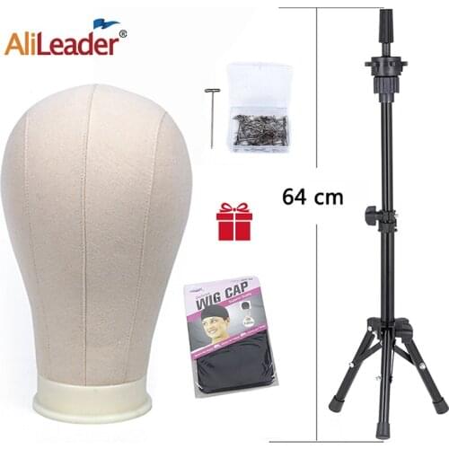Alileader Adjustable Wig Stand Wig Tripod With Canvas Head Training Mannequin Head Wig Head Wig Making Kit Wig Tripod Stand